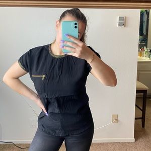 Black Shirt with Gold Trim